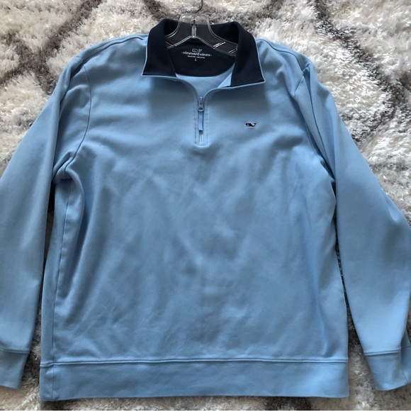 Vineyard Vines Other - Vineyard Vines Mens Pullover shirt Henley long sleeve large baby blue navy zip